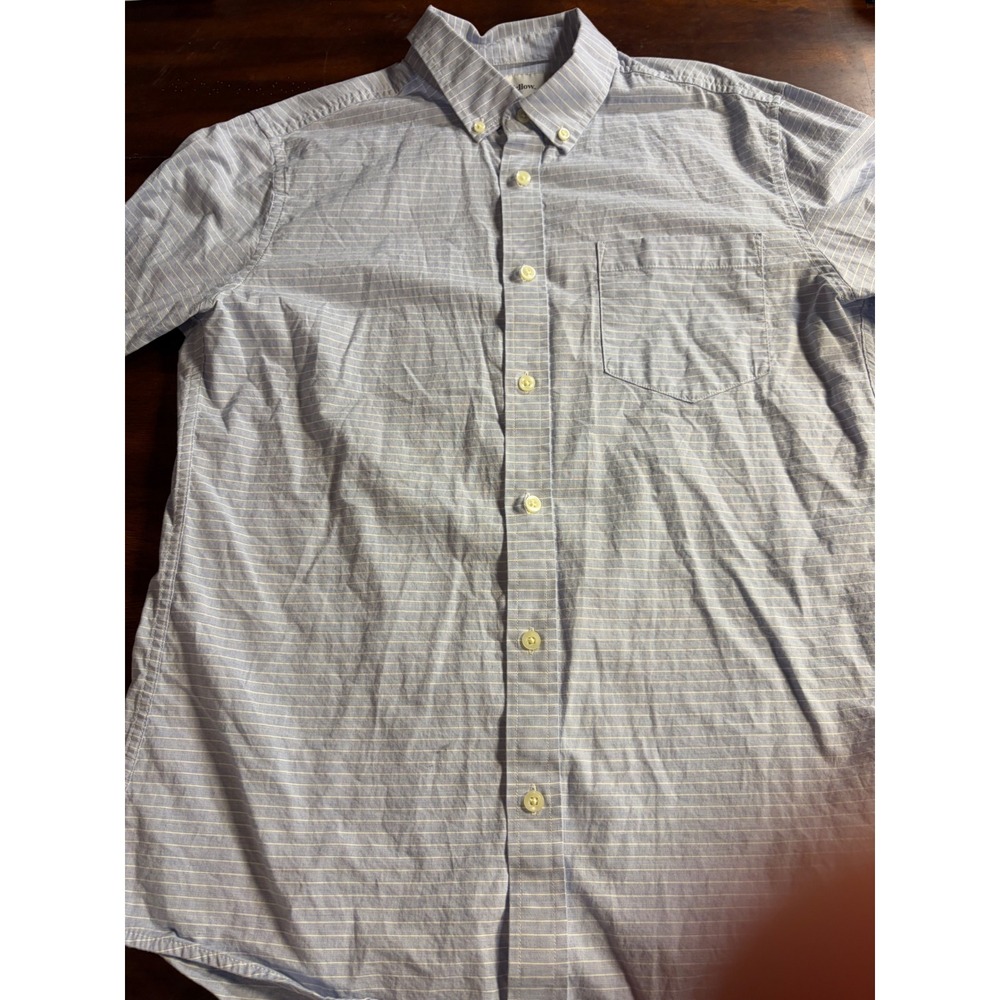 Goodfellow & Co Mens Blue White Pinstripe Slim Fit Button Down Shirt Medium